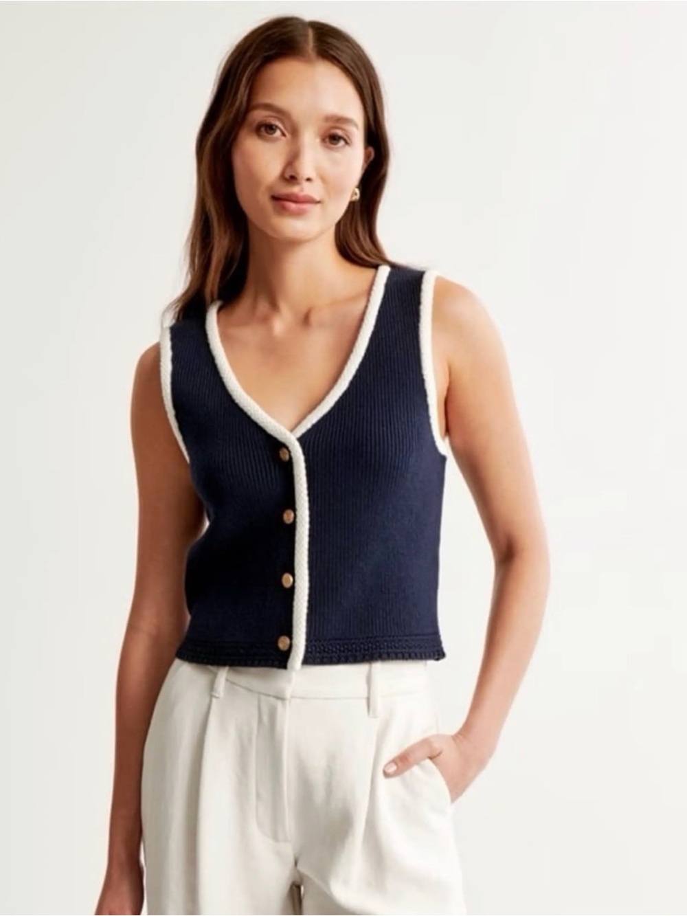 Abercrombie & Fitch Mara Button-Up Sweater Vest